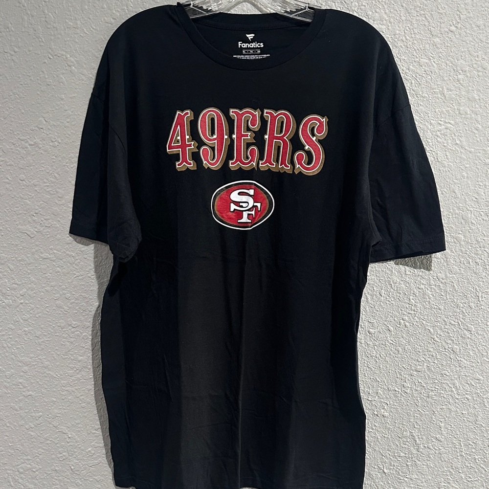 Fanatics Black 49ers Tee with Red and White Logo